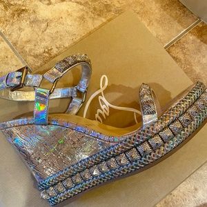 Christian Louboutin silver Wedges size 39